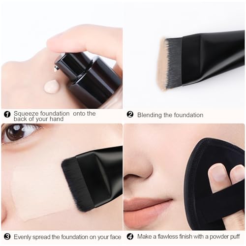 Flat Foundation Brush Set - 2 Pcs Premium Makeup Brushes