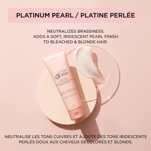 L¡¯Oreal Paris Le Color Gloss One Step In-Shower Toning Hair Gloss for Bleached Hair, Neutralizes Brass, Conditions & Boosts Shine, Platinum Pearl, 4 Ounce