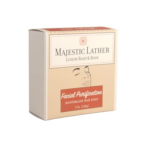 Majestic Lather Facial Purification Luxury Bar Soap. Gently Nourish & Moisturize. Renew With Milk & Collagen. Great for Dry/Sensitive, Oily & Combination Skin. Handmade in the USA.