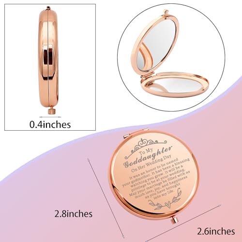 WSNANG to My Goddaughter On Wedding Day Gift Compact Makeup Mirror Godmother to Bride Gift Pocket Mirror (Goddaughter Her Mirror)