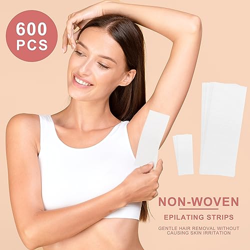 EWVVSS 600-Count Non-Woven Wax Strips Pack for Hair Removal - 2 Sizes