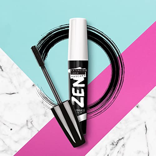FARMASi Zen Extension Lash Mascara, Lengthening & Volumizing Effect, Clump-Free Definition, Smudge-Free Wear, Silicone Brush for Separated Fuller-Looking Lashes, Blackest Black, 0.27 fl oz
