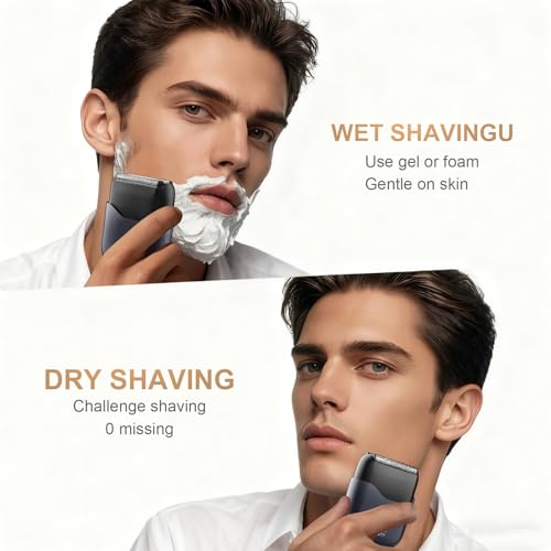 Electric Foil Shaver for Men:Triple Floating Blade Electric Razor for Face & Beard - IPX7 Waterproof Cordless Shaver with LED Display, USB-C Fast Charge & Travel Lock - Home & Travel Grooming Kit