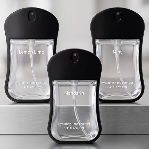 Travel Size Hydrating Hand Sanitizer Spray - 3 Pack with Mint, Mandarin, Lemon Lime Scents
