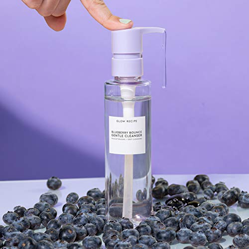 Glow Recipe Blueberry Bounce Exfoliating Face Wash - Foaming Facial Cleanser, Makeup Remover & Clarifying Mask - Hydrating Hyaluronic Acid & Gentle AHA for Sensitive Skin - Korean Skincare, 160ml