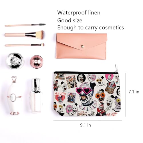 Scary Clown Cosmetic Bag Small Makeup Bag Horror Movie Lover Gifts for Women Girls Horror Film Lovers Fans Travel Toiletry Makeup Organizer Zipper Pouch