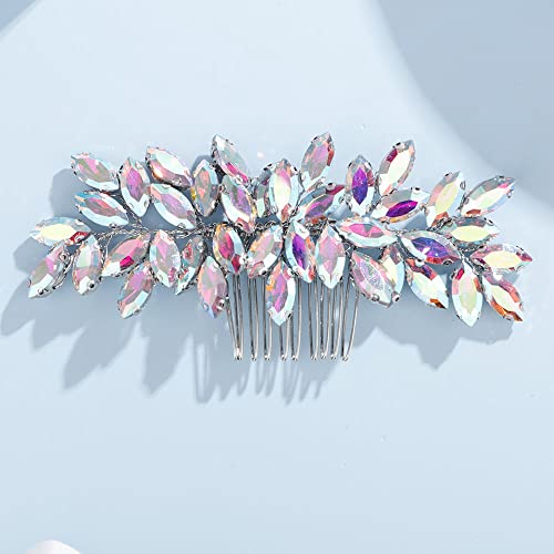 Rhinestone Hair Comb - Bridal Side Comb AB Crystal 15cm
