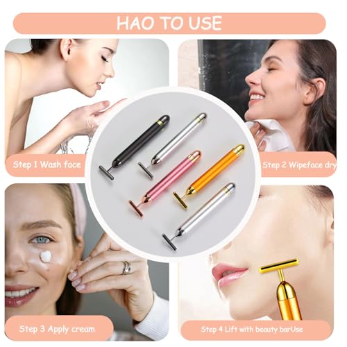 24K Gold Facial Massager T-Shape Tool for Face & Neck