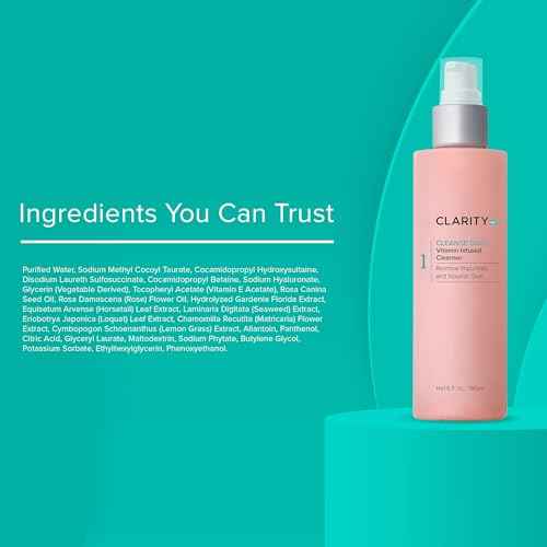 ClarityRx Cleanse Daily Face Wash, 6 Fl Oz, Vitamin-Infused Natural, Plant-Based Moisturizing Facial Cleanser with Vitamins & Antioxidants, Deep Cleansing, No Parabens & Sulfates, All Skin Types