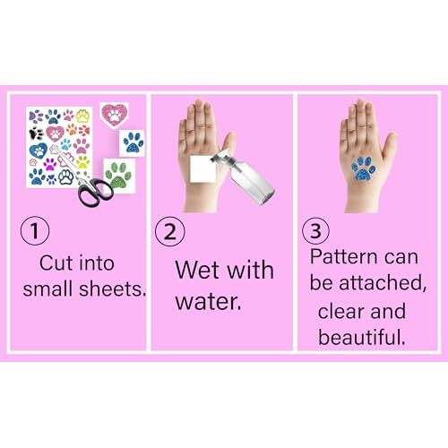 CupaPlay 440PCS Dog Cat Themed Temporary Tattoos Party Supplies Decorations Pets Dog Paw Print Baby Shower Birthday Party Favors Tattoos(30 Sheets)