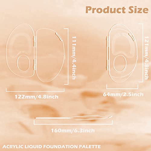 Acrylic Makeup Mixing Palette with Spatula & Felt Bag - 180° Folding