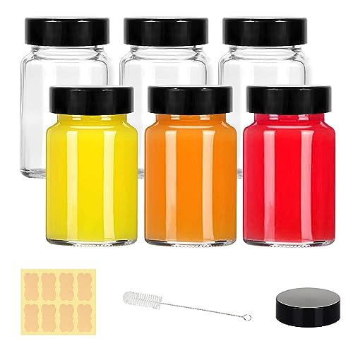 2oz Glass Shot Bottles with Lids - 6 Pack Clear Boston Bottles