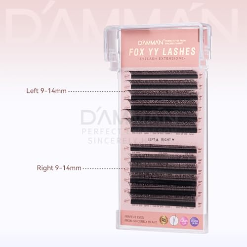 DAMMAN Slant Flying YY Lashes 0.07 Mix 9-14mm Fox Eyes