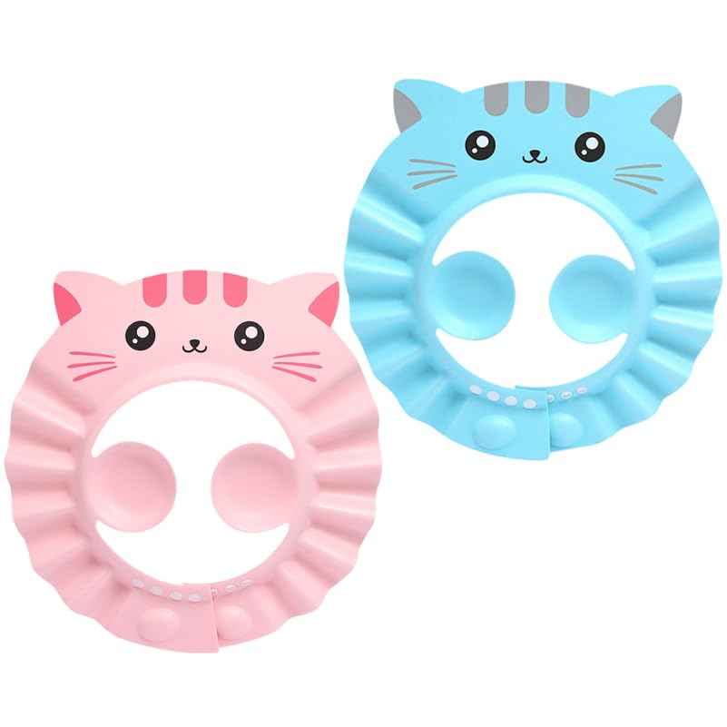 Totority Waterproof Baby Bath Cap with Adjustable Ear Cover 2 Pack Infant Shower Hat for Toddler Shampoo Protection and Comfortable Bathing