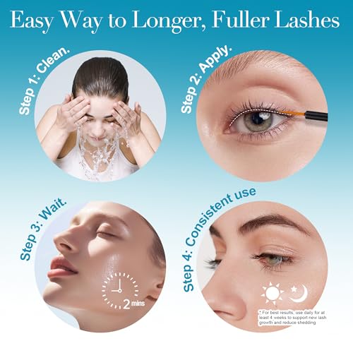 Natural Eyelash Growth Serum (0.17fl.oz / 5ml) - Premium Lash Enhancer for Longer, Thicker, Fuller Lashes - Strengthens & Conditions Lashes - Safe & Effective Formula for Visible Results in 2 Weeks