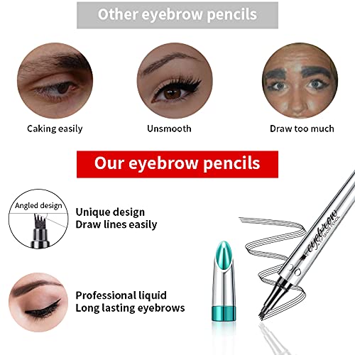 Yulinlon Q703 Waterproof Precision Eyebrow Stylus Pen for Natural, Lasting Brows, 4-Tip (4#Black)