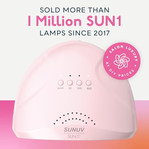 SUNUV UV Nail Lamp, 15ml Top and Base Coat Gel Polish Set Home and Salon Use SUNONE Pink