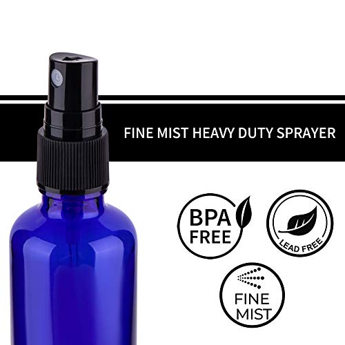 2oz Glass Spray Bottles for Essential Oils, Blue 3-Pack