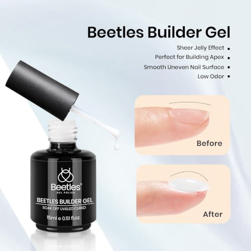 Beetles Builder Nail Gel & Top Coat Set - White Gel, 3 Pieces, 15ml L-White-3