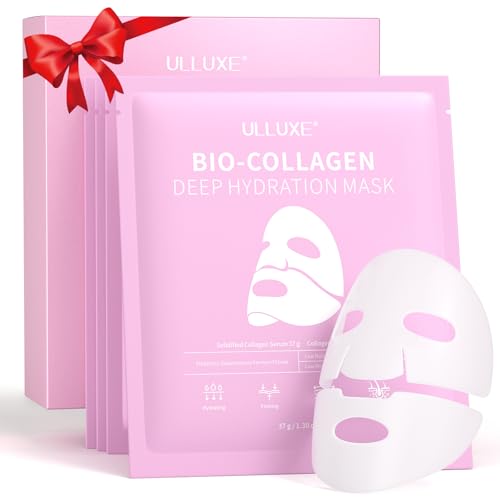Deep Collagen Face Mask, Bio-Collagen Overnight Facial Mask, Hydrating Firming Anti-Aging and Moisturizing, Korean Skincare Masks, Stocking Stuffers for Women & Teen Girls, 37g, 4ea