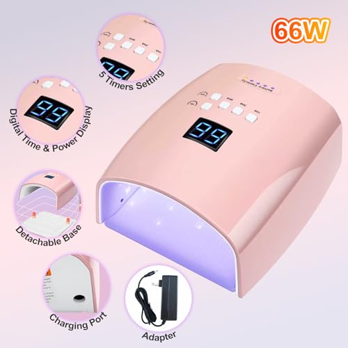 66W Cordless UV LED Nail Lamp with Smart Sensor