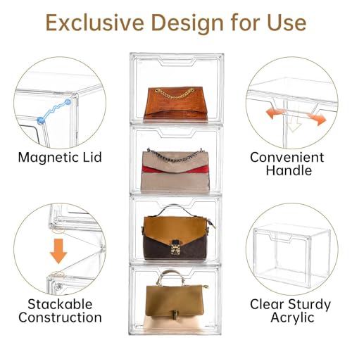 Stackable Acrylic Display Case with Door - Clear Storage Bin
