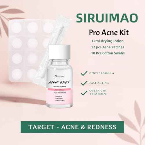 Premium Acne Spot Drying Lotion with Swab, Overnight Acne Treatment For Face, Dry Out Pimples, Blemishes, Zits And Clean Pores, 12ml / 0.41 FlOz