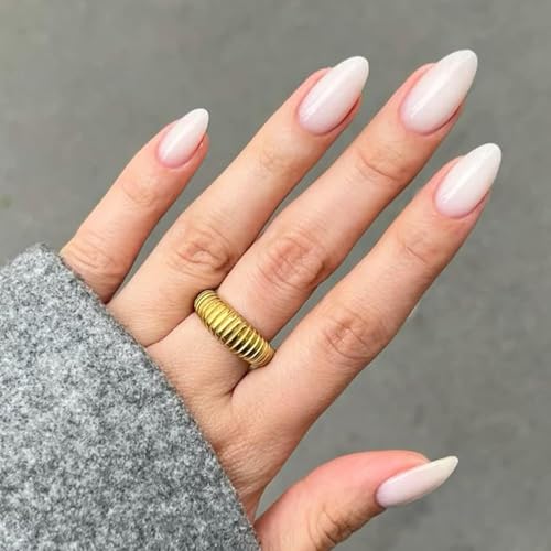 Modelones Milky White Press On Nails Almond 32Pc Kit
