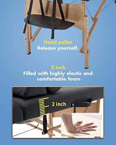 Portable Adjustable Massage Table 73 Inch Spa Bed with Carry Case, Foldable & Comfort