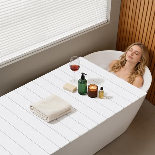 Foldable Bathtub Cover 63x32 Waterproof PVC Tray with 11LB Load
