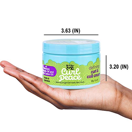 Just For Me Curl Peace Defining Curl & Coil Cream (3 Pack) - Holds & Hydrates, Contains Flaxseed, Avocado Oil & Black Castor Oil, No Animal Testing, 12 oz