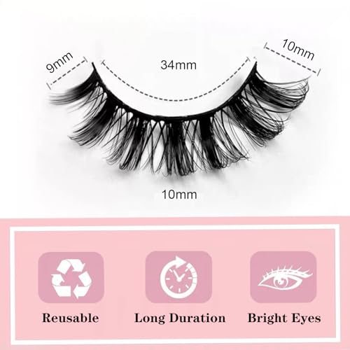 Russian Strip Lashes 10 Pairs D Curl 3D Faux Mink Fluffy