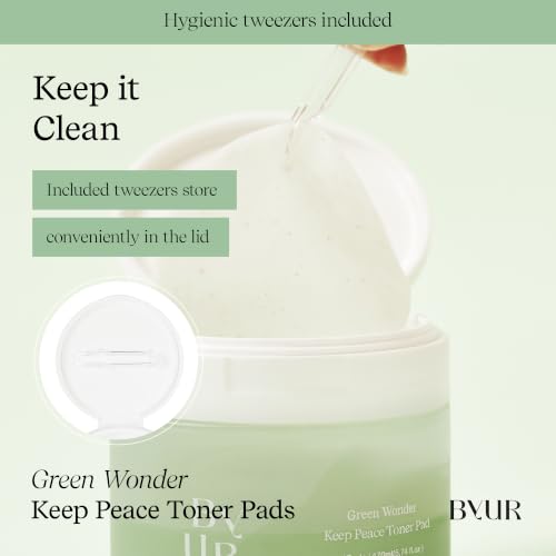 ByUR Green Wonder Toner Pads for Sensitive Skin - Gentle Exfoliation & Soothing, Organic Cotton, 70 Count