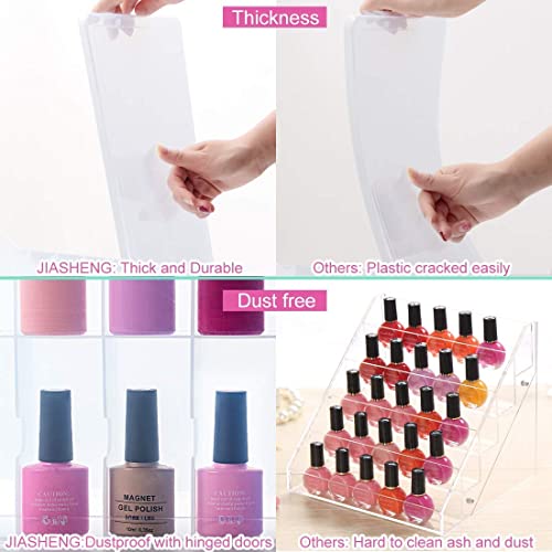 JIASHENG 48 Bottles Nail Polish Organizer Case, 1000pcs Gel Nail Polish Remover, Lint Free Nail Wipes Cotton Pad with a Pump Dispenser Bottle