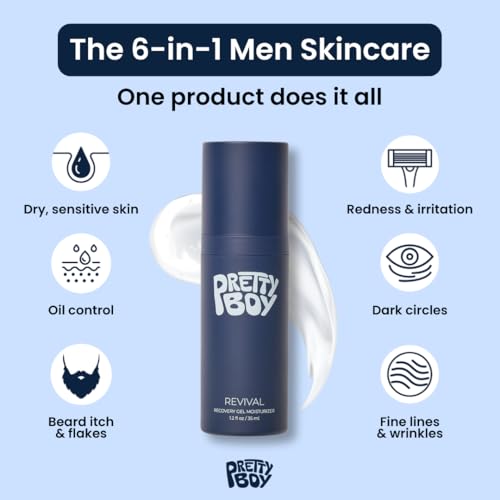 Prettyboy Face Revival Gel Moisturizer For Men & Fresh Start Gentle Face Cleanser Bundle, Hydrating Cream & Cleanser That Refreshes Dry Skin, Irritation, & Redness - 2 Count