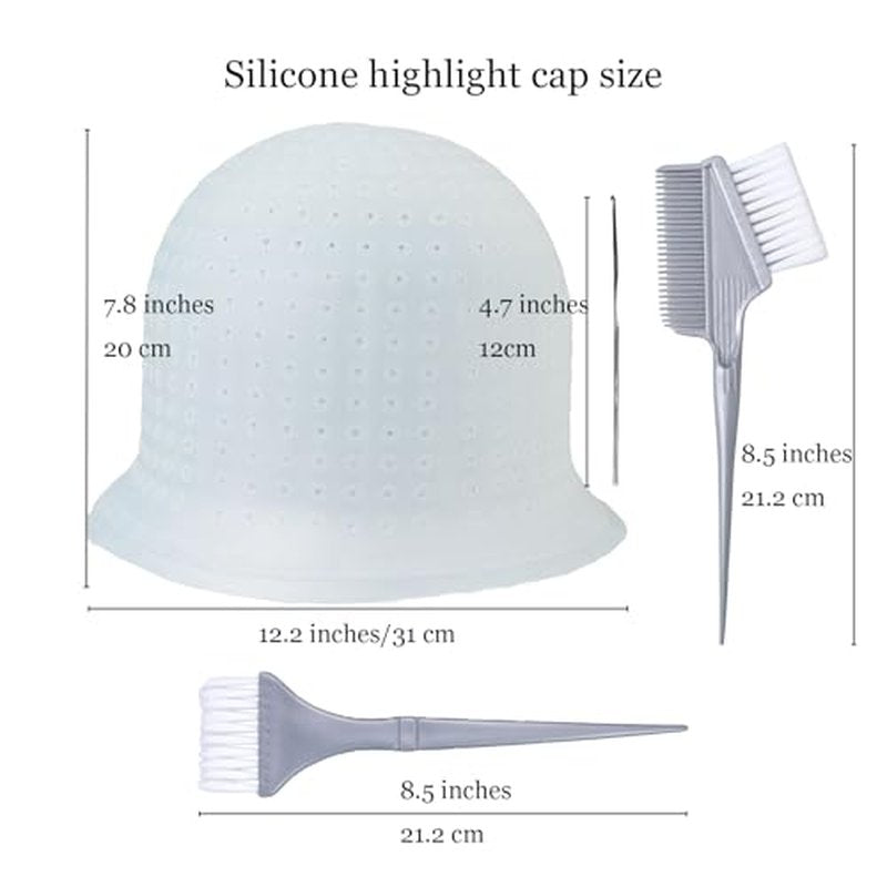 BAILYELA Punched Silicone Highlight Cap Set with Brushes - Reusable Hair Dyeing Tools