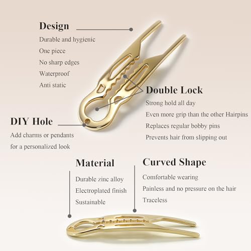 3 Pcs French Hair Pins for Women - Elegant & Durable Metal U Pins