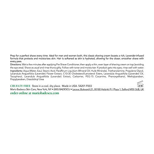 Mario Badescu Unisex Shaving Cream 4oz Lavender & Vitamin E - Moisturizing, Non-Foaming Formula