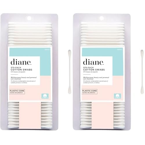 Diane Cotton Swabs, 375 ct. 2-Pack - Super Soft for Sensitive Skin, Gentle on Face, Makeup and Beauty Applicator, Nail Polish Removal, 3 inches Long for Beauty, Personal Care, Crafts