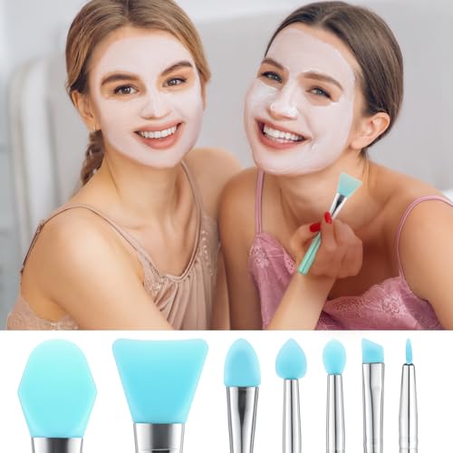 7-Piece Silicone Brush Applicator Kit - Green for Makeup & Crafting