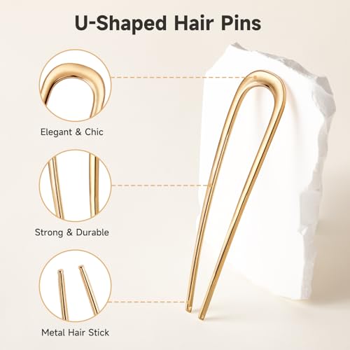 Elegant 3 PCS French Hair Pins for Buns & Updos - Gold Accessories