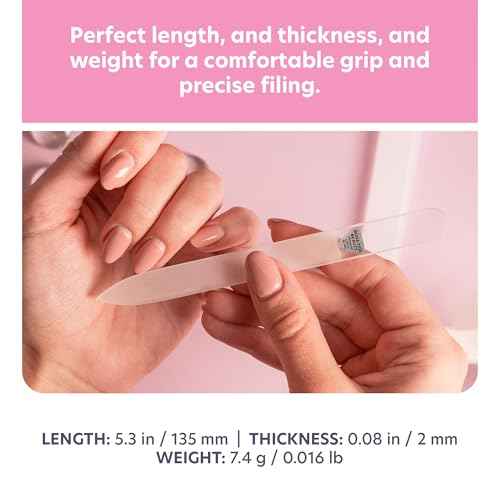 Bona Fide Beauty Czech Glass Nail File (Clear Color) - Crystal Fingernail File for Natural Nails with Clear Hardcase, Gifts for Women