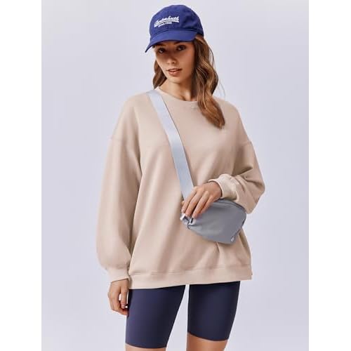 PINSPARK Sweatshirt for Women Oversized 2024 Fall Outfit Long Sleeve Y2K Pullover Top Crewneck Sweat Shirts with Side Pockets