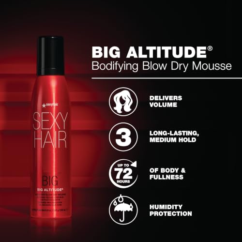 SexyHair Big Altitude Bodifying Blow Dry Mousse - 6.8 Oz Volume & Humidity Resistant