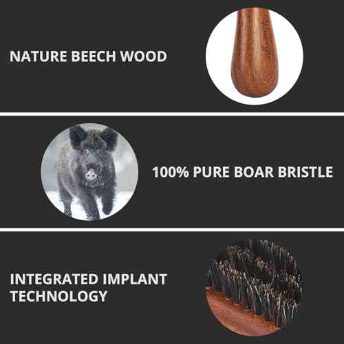 Hair Brush for Men- Slick Back Hair Brush - Boar Bristles Brush for Fine Thin Medium Hair, Nature Boar Hairbrush for Beard Styling