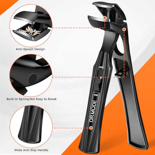 Ergonomic Toenail Clippers for Seniors with Angled Head - Black