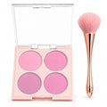 4-Color Blush Palette with Brush Set - Highly Pigmented, Blendable