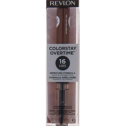 Revlon Liquid Lipstick with Clear Lip Gloss, ColorStay Face Makeup, Overtime Lipcolor, Dual Ended with Vitamin E in Nude, No Coffee Break (570), 0.07 Oz