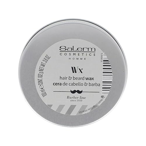SALERM - Men's Hair Wax - Homme Barber Line - 100 ml - for Hair, Beard, and Mustache - Strong Hold and Medium Shine - with Hydrating Actives - Keeps Style Longer