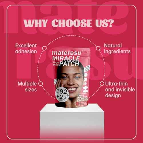 194pc Pimple Patches (192+2 Patches),3 Size with 2 Nose Hydrocolloid Acne Patches with Tea Tree Oil